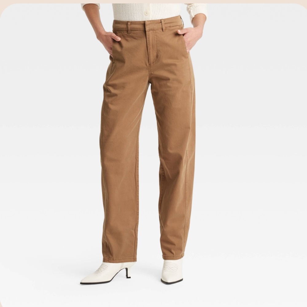 Women's High-Rise Curved Leg Chino Pants - Universal Thread™ Tan 4